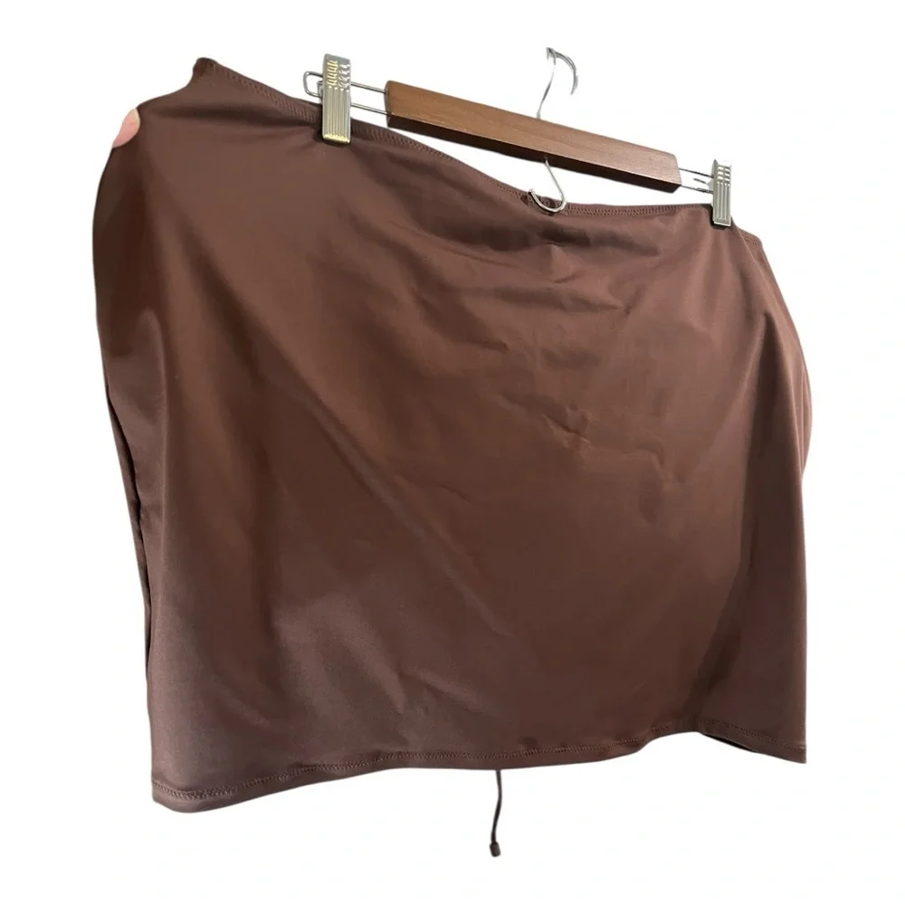 SKIMS COCOA RUCHED MINI SWIM SKIRT NWT SIZE 3X